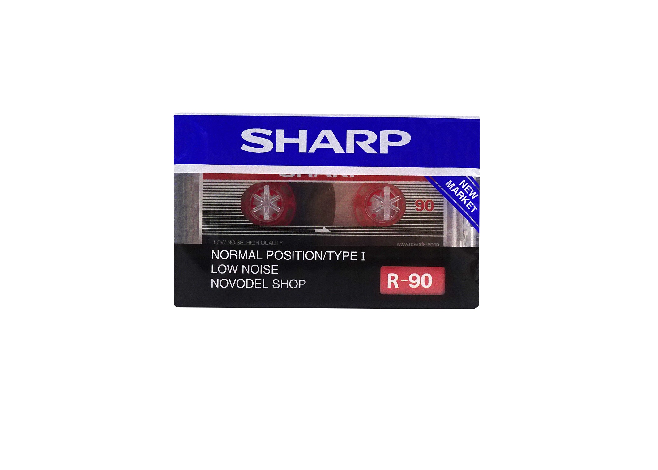 Аудиокассеты SHARP R-90 прозрачные в синей запечатке
