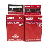 Audiokassetten &quot;AGFA FeI 120 FERROCOLOR HD&quot; in einer Box